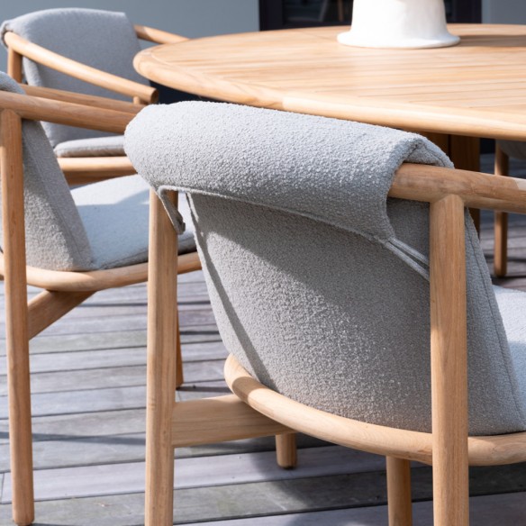 Chaise de jardin TANOA en teck avec coussins taupe