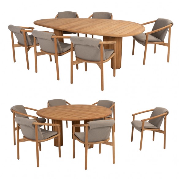 TANOA Outdoor Dining Chair in Teak with Taupe Cushion