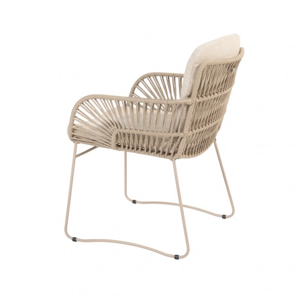 Chaise de jardin MIRAVA avec coussins beige crème