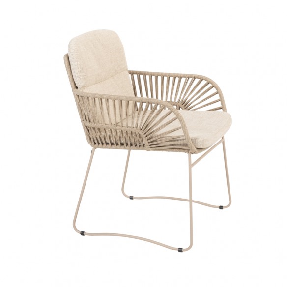 Chaise de jardin MIRAVA avec coussins beige crème