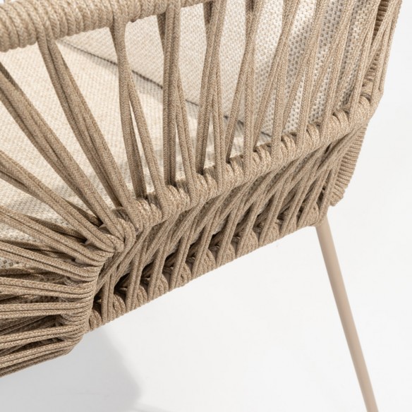 Chaise de jardin MIRAVA avec coussins beige crème