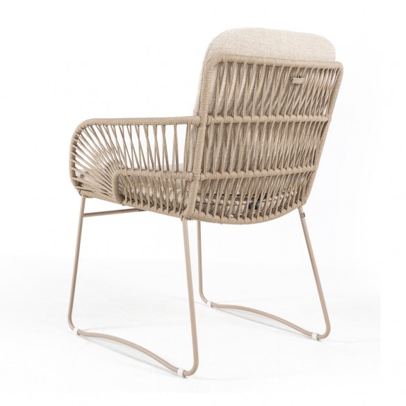 Chaise de jardin MIRAVA avec coussins beige crème