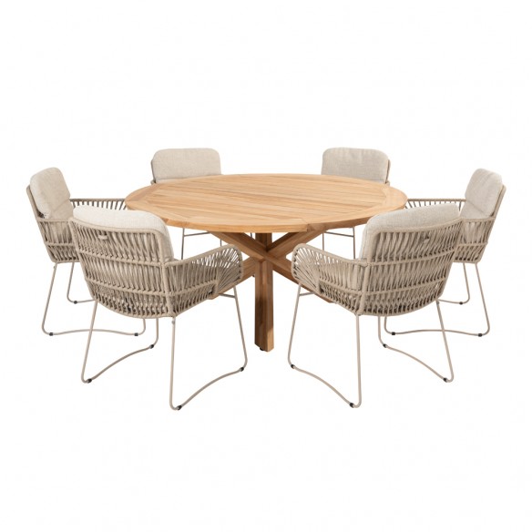 Chaise de jardin MIRAVA avec coussins beige crème