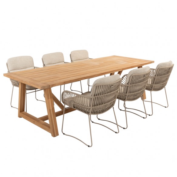 Chaise de jardin MIRAVA avec coussins beige crème