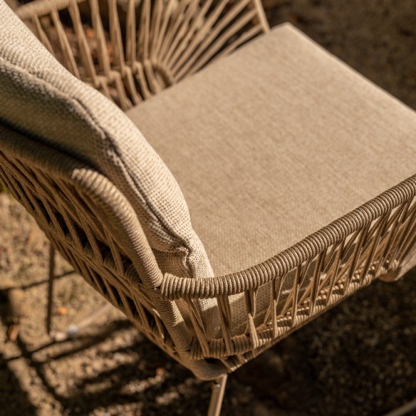 Chaise de jardin MIRAVA avec coussins beige crème