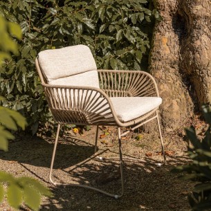 MIRAVA Outdoor Dining Chair with Cream Beige Cushions