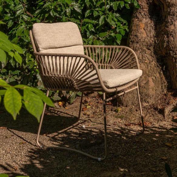 Chaise de jardin MIRAVA avec coussins beige crème