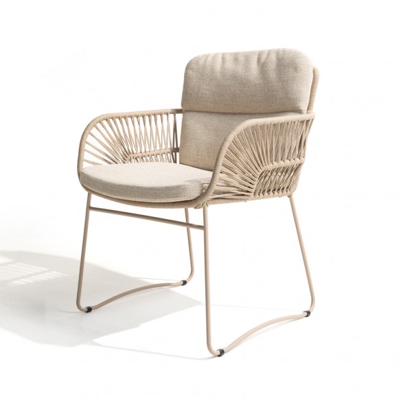 Chaise de jardin MIRAVA avec coussins beige crème