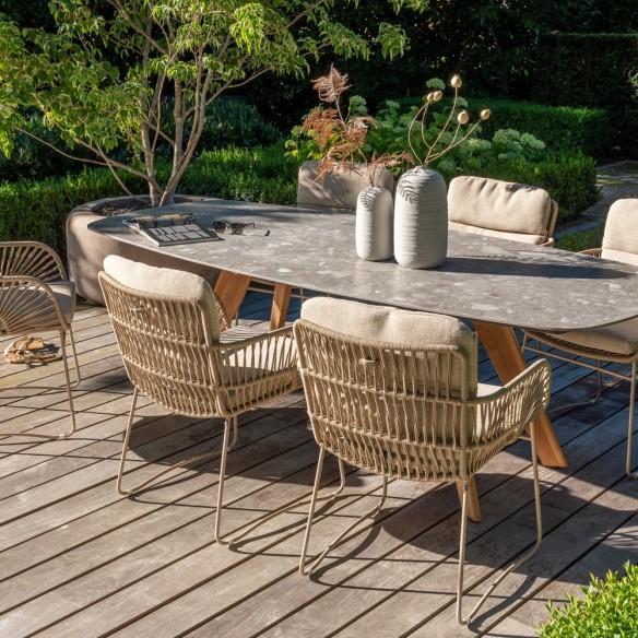 Chaise de jardin MIRAVA avec coussins beige crème
