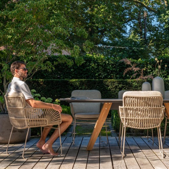 Chaise de jardin MIRAVA avec coussins beige crème