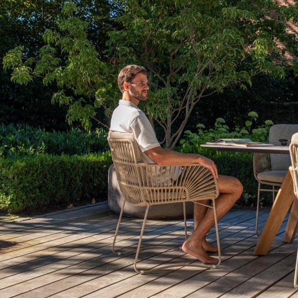 Chaise de jardin MIRAVA avec coussins beige crème