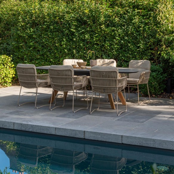 Chaise de jardin MIRAVA avec coussins beige crème