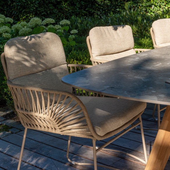 MIRAVA Outdoor Dining Chair with Cream Beige Cushions
