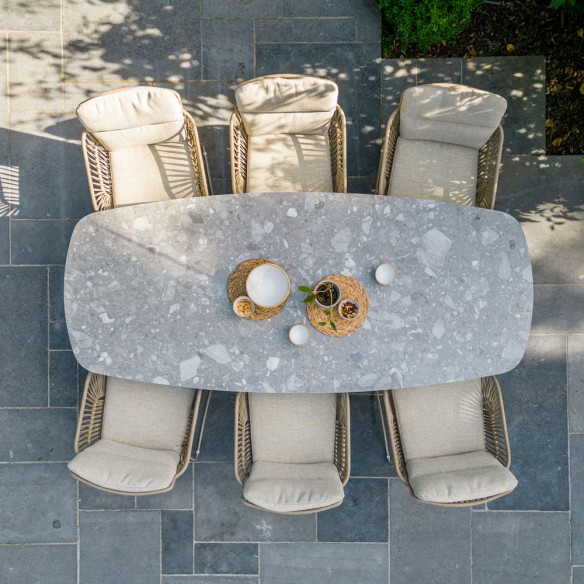 Chaise de jardin MIRAVA avec coussins beige crème