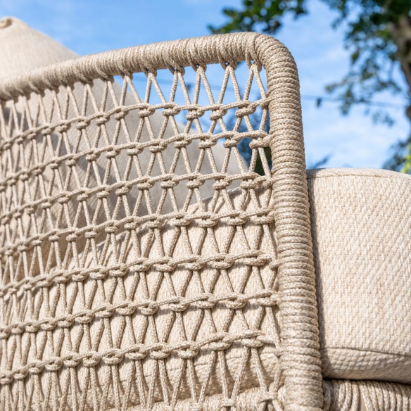 Canapé de jardin PALOMA 3 places cadre aluminium avec coussins beige crème