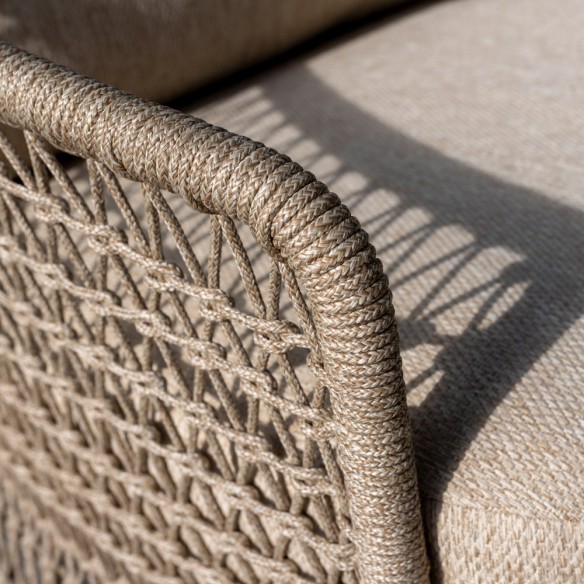 Canapé de jardin PALOMA 3 places cadre aluminium avec coussins beige crème