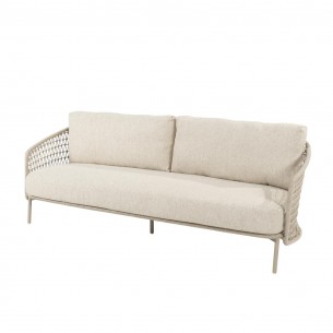 PALOMA Garden Sofa 3 Seater Aluminium Frame with Cream Beige Cushions 2