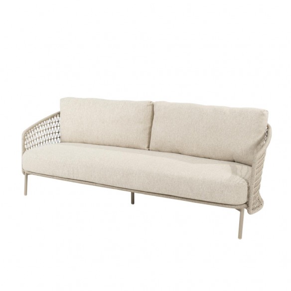 Canapé de jardin PALOMA 3 places cadre aluminium avec coussins beige crème