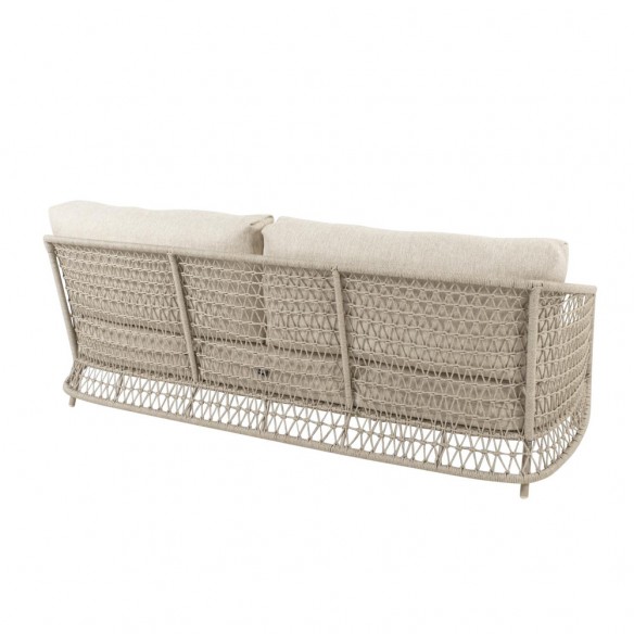 Canapé de jardin PALOMA 3 places cadre aluminium avec coussins beige crème