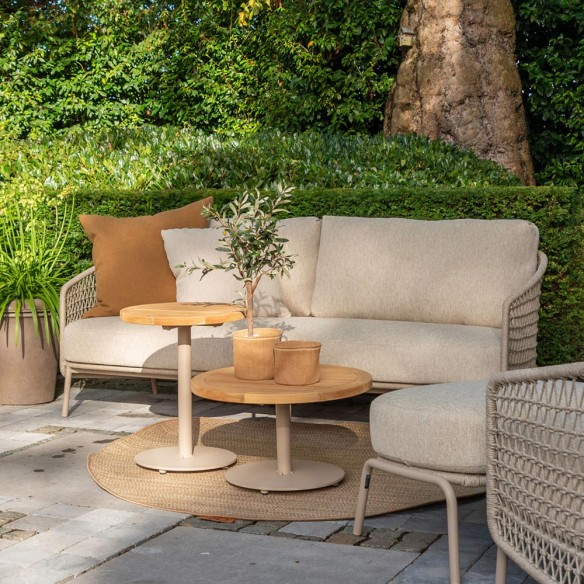 Canapé de jardin PALOMA 3 places cadre aluminium avec coussins beige crème