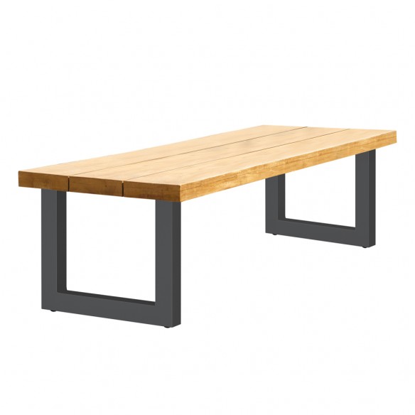 Table de jardin NEVADA en teck et aluminium anthracite 6 places L240