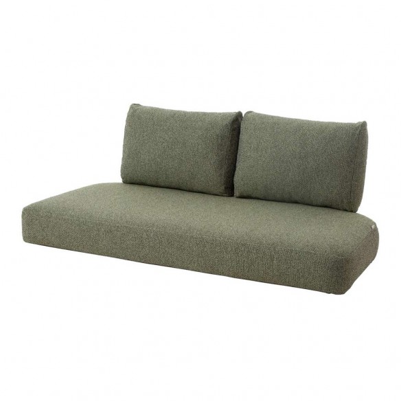 NEST 2 Seater Sofa in Natural Rattan with Dark Green Cushions