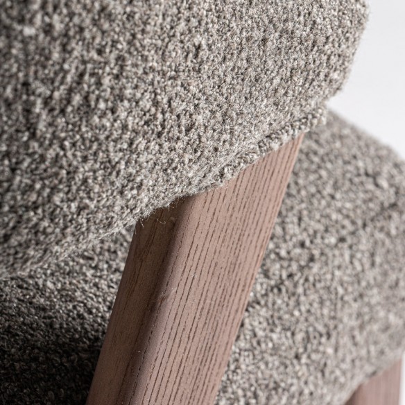 Chaise VARELA en bois de chêne et d’hévéa et tissu gris chiné