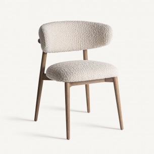 Chaise GALMOR en bois de frêne et tissu beige