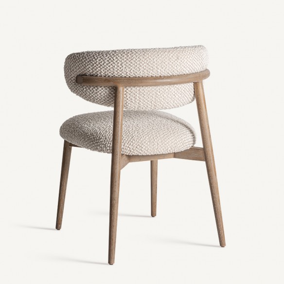 Chaise GALMOR en bois de frêne et tissu beige