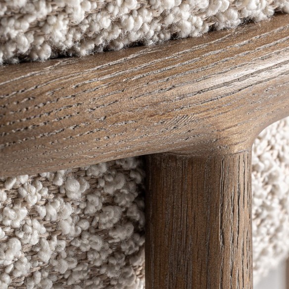 Chaise GALMOR en bois de frêne et tissu beige