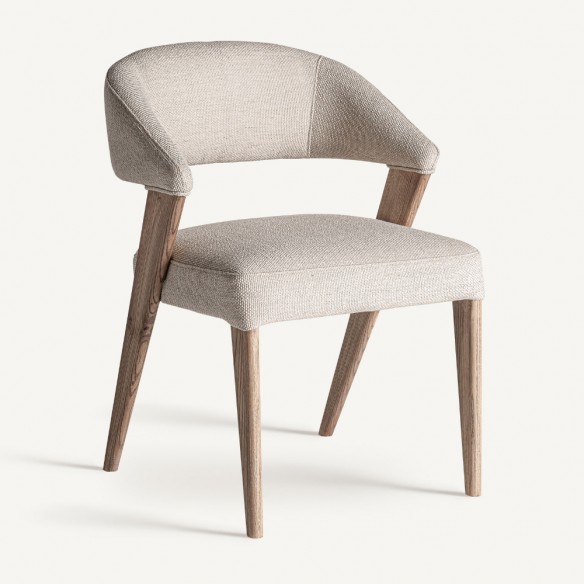 MAELA Chair in Light Brown Oak and Natural Fabric