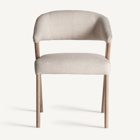 Chaise MAELA en bois de chêne brun clair et tissu naturel