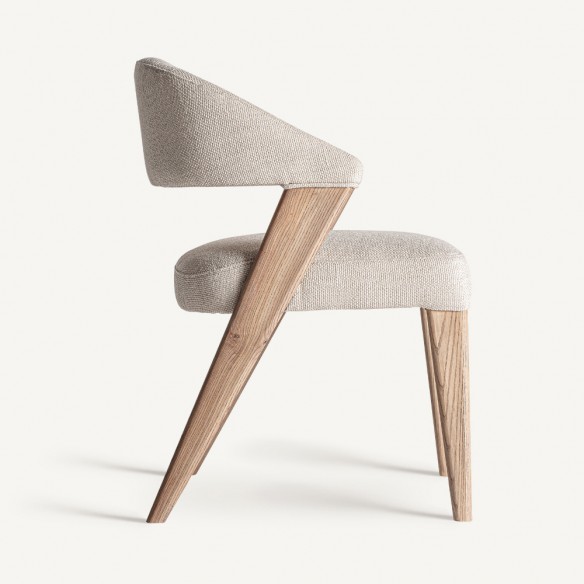 MAELA Chair in Light Brown Oak and Natural Fabric