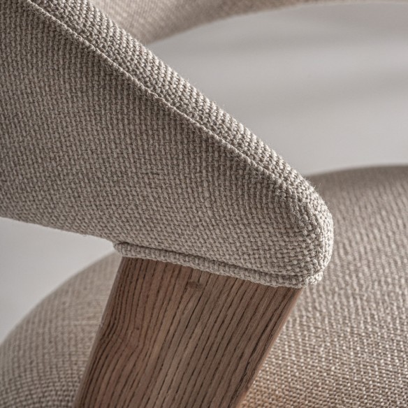 Chaise MAELA en bois de chêne brun clair et tissu naturel