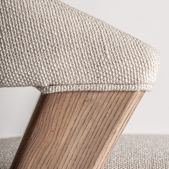 Chaise MAELA en bois de chêne brun clair et tissu naturel