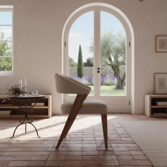 MAELA Chair in Light Brown Oak and Natural Fabric