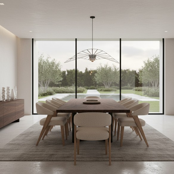 MAELA Chair in Light Brown Oak and Natural Fabric