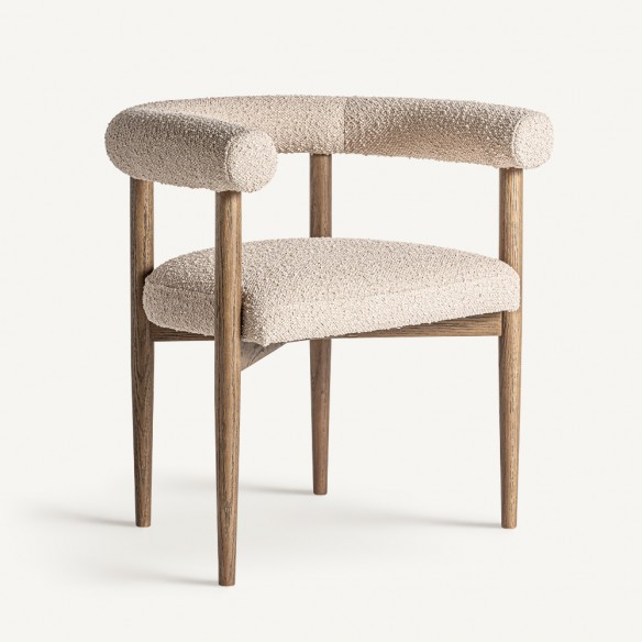 Chaise BAMEA en bois de frêne et tissu Beige