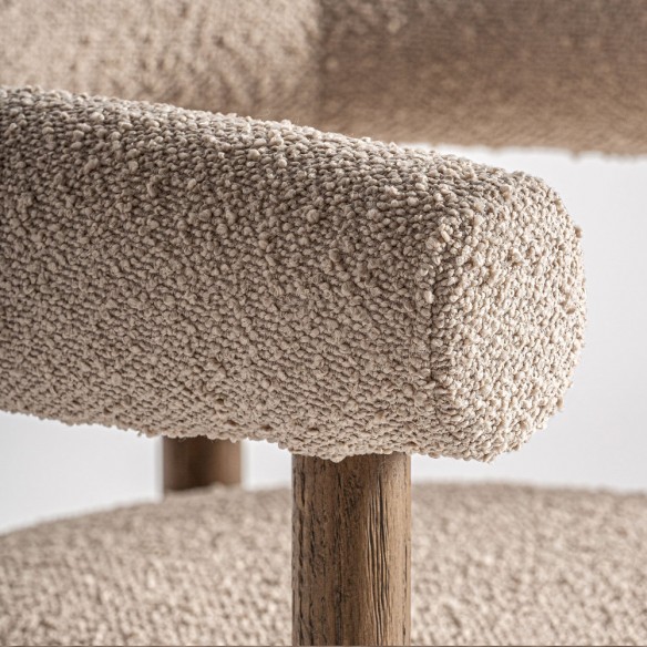 Chaise BAMEA en bois de frêne et tissu Beige