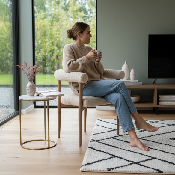 BAMEA Chair in Ash Wood and Beige Fabric