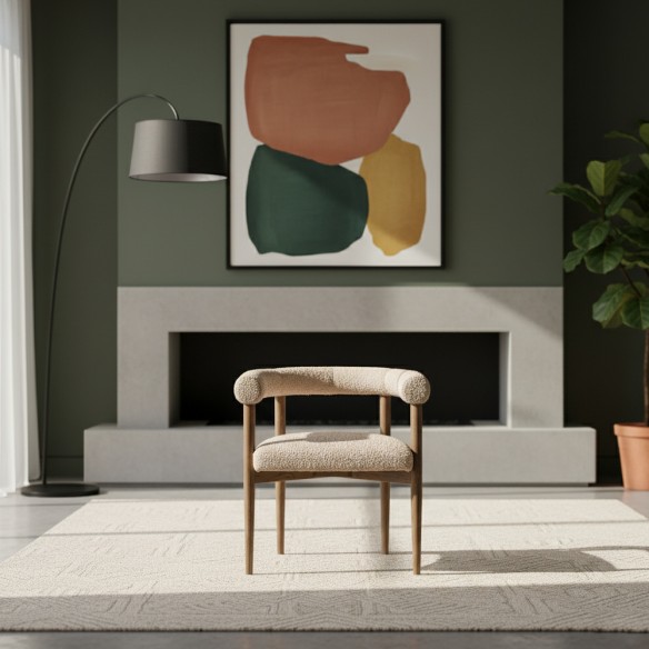 Chaise BAMEA en bois de frêne et tissu Beige