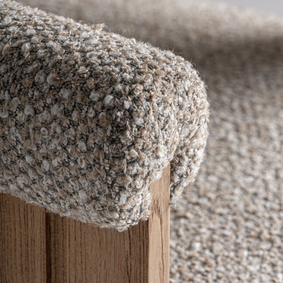 UMARA Chair in Light Oak and Beige-grey Pearl Fabric