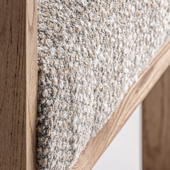 UMARA Chair in Light Oak and Beige-grey Pearl Fabric