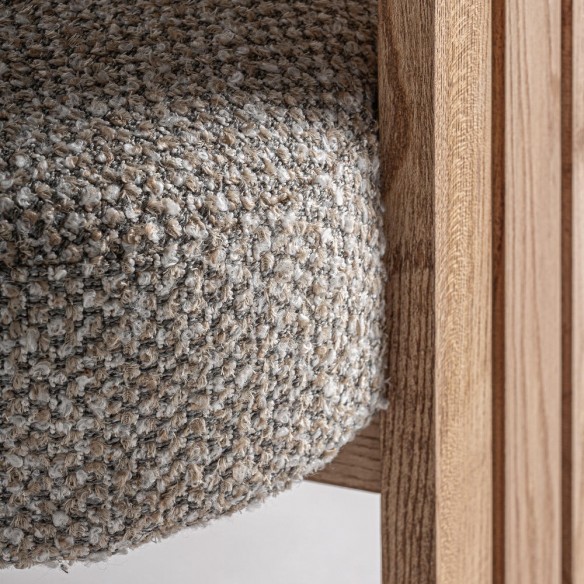 UMARA Chair in Light Oak and Beige-grey Pearl Fabric