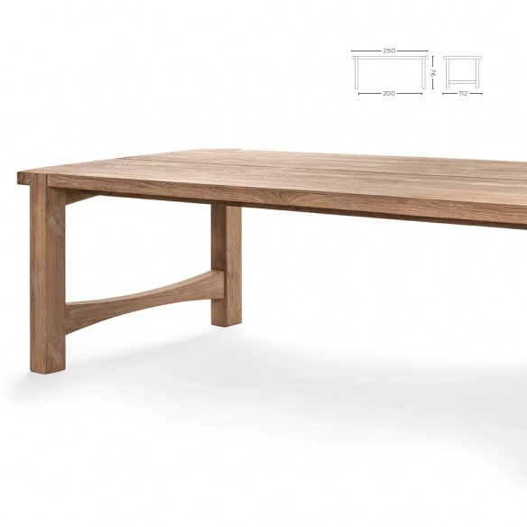 Table de jardin JUNO en teck recyclé gris naturel L250 H76cm