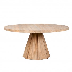 JATI Round Dining Table 6 Seater in Natural Reclaimed Teak W160 2