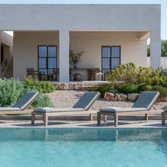 Bain de soleil LILLY en teck recyclé gris naturel