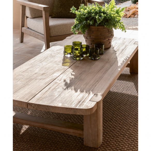 Table basse de jardin JUNO en teck recyclé gris naturel L180cm