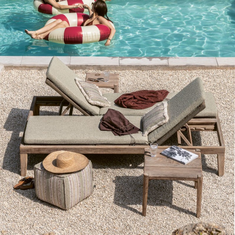LILLY Double Sun Lounger in Natural Reclaimed Teak