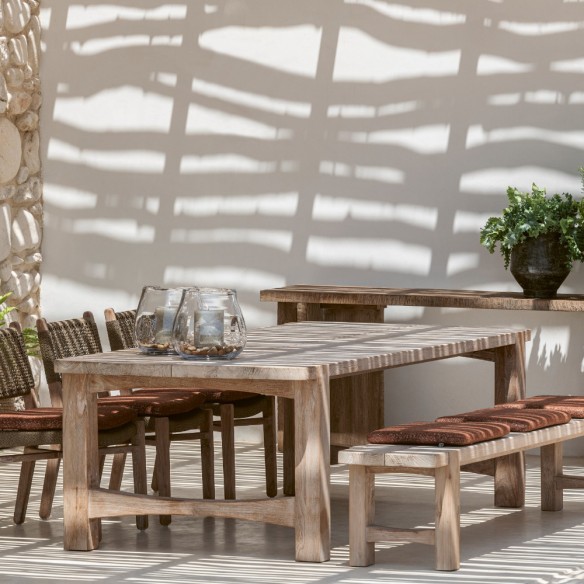 Table de jardin JUNO en teck recyclé gris naturel L250 H76cm